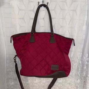 Jack Murphy burgundy quilted nylon tote bag